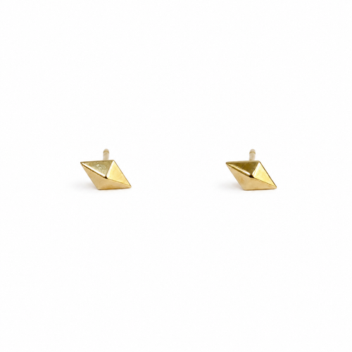 Yellow Gold Micro Pyramid Stud Earrings