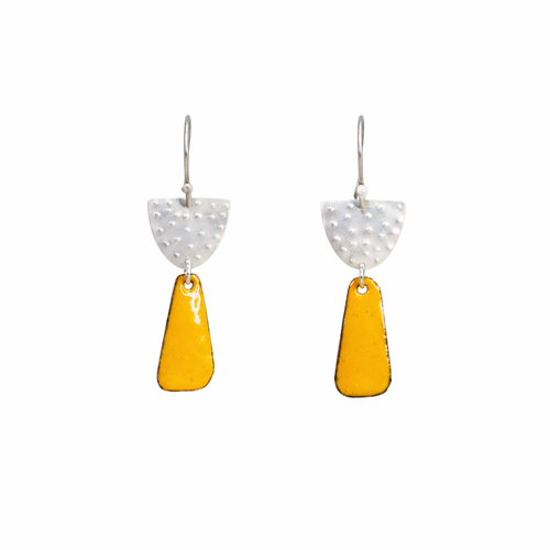 Silver & Orange Enamel Earrings