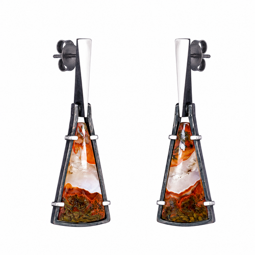 Seam Agate Drop Inclusion Earrings