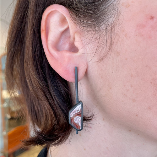 Crazy Lace Pendulum Inclusion Earrings