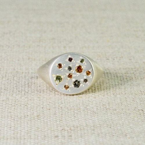 Large Spring Sapphire Signet Ring