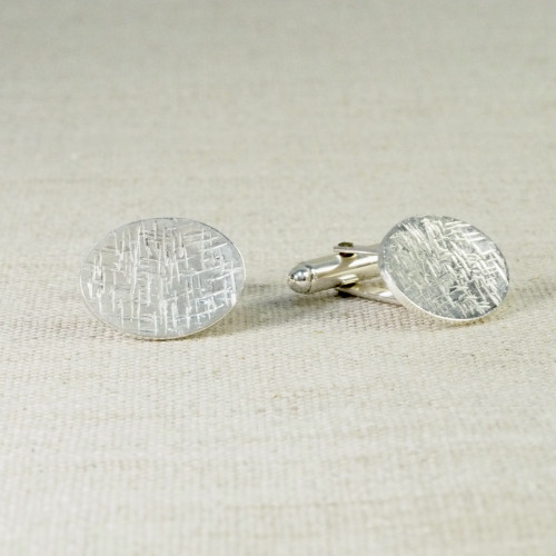 Oval Crosshatch Cufflinks