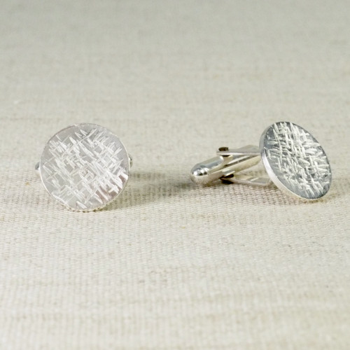 Round Crosshatch Cufflinks