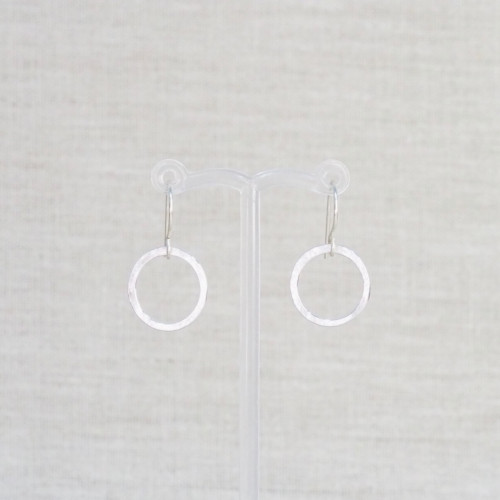Silver Textured Circle Earrings