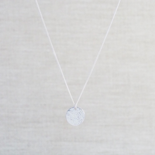 Silver Textured Disc Necklace Silver Textured Disc Necklace