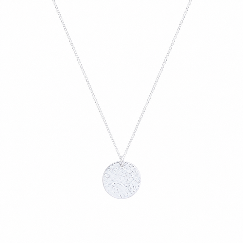 Silver Textured Disc Necklace