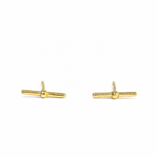 Yellow Gold Cylinder Stud Earrings