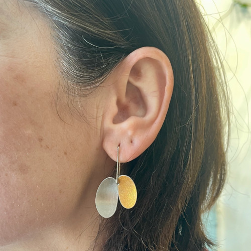 Gold & Silver Double Petal Earrings