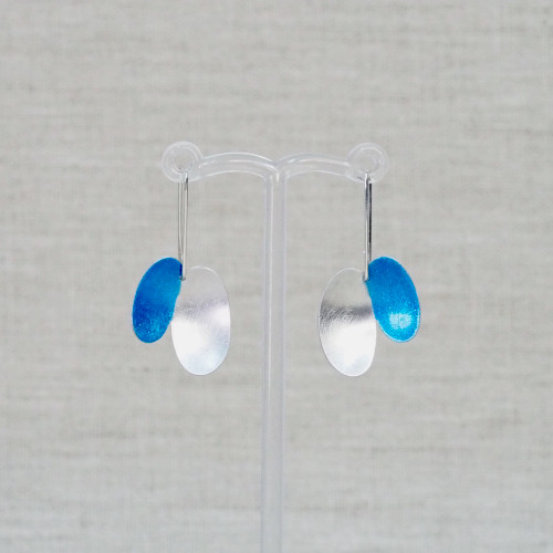 Blue & Silver Double Petal Earrings