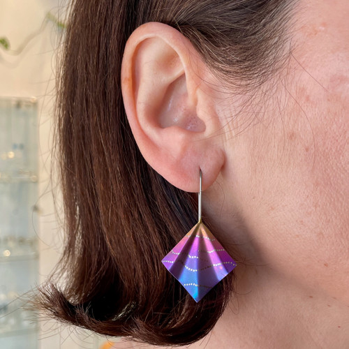 Small Purple Skies Fold Earrings