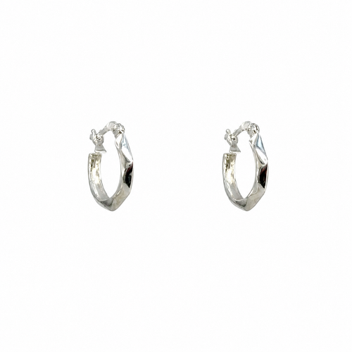 Silver Faceted Mini Hoop Earrings