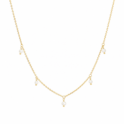 Yellow Gold Pearl Droplet Necklace