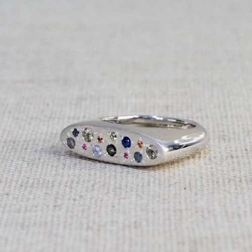 Elongated Sapphire Signet Ring #1