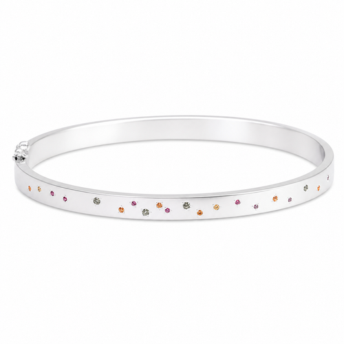 Oval Thin Multi Sapphire Bangle