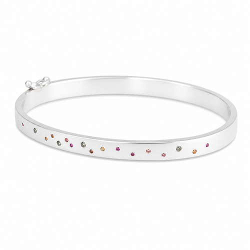 Oval Thin Multi Sapphire Bangle