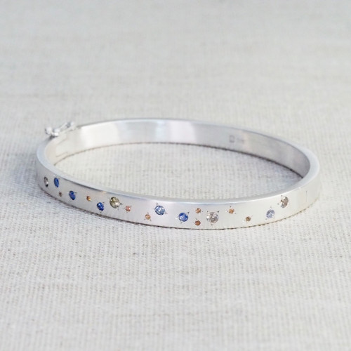 Oval Mid Multi Sapphire Bangle