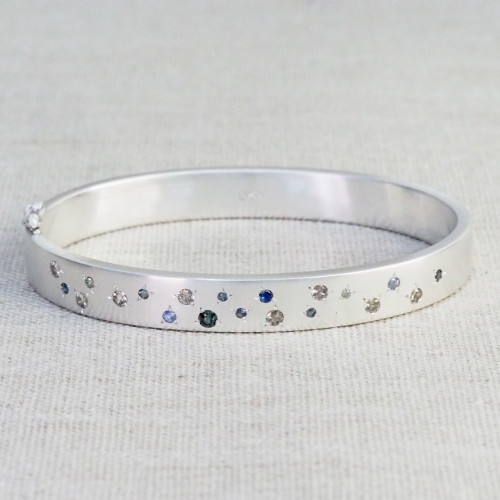 Oval Wide Multi Sapphire Bangle