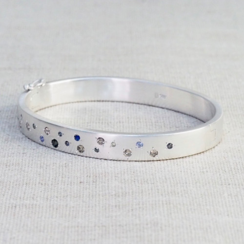 Oval Wide Multi Sapphire Bangle