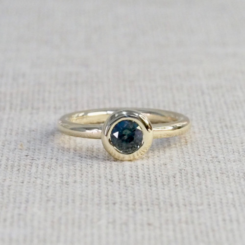 Teal Sapphire Round Ring