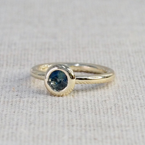 Teal Sapphire Round Ring