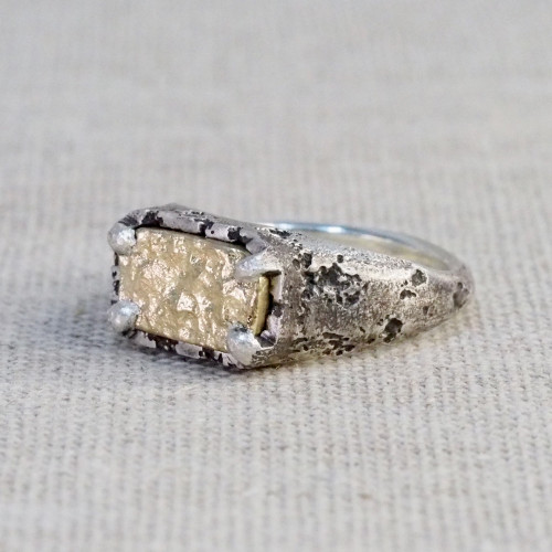 Silver & Gold Small Terra Rectangle Ring