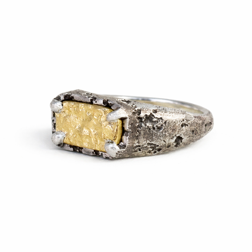 Silver & Gold Small Terra Rectangle Ring