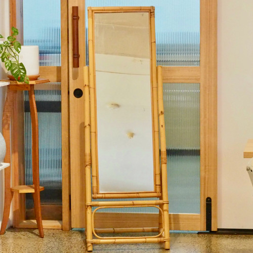Vintage Cane Stand Mirror