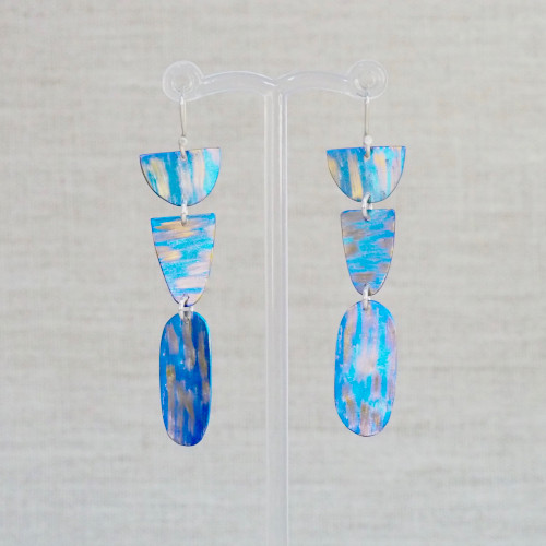 Aqua & Gold Titanium Earrings