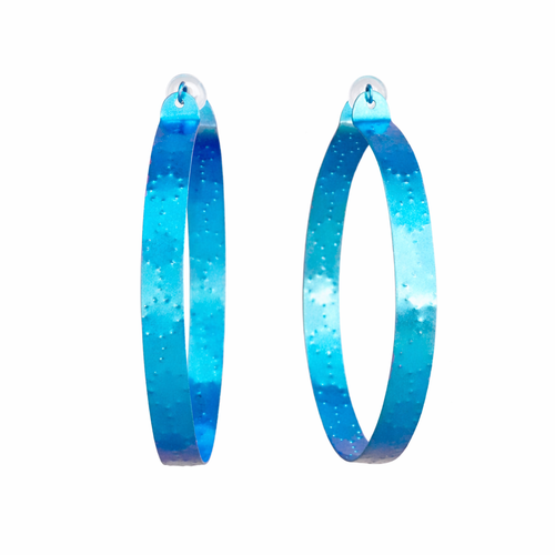 Large Aqua Titanium Hoop Earrings