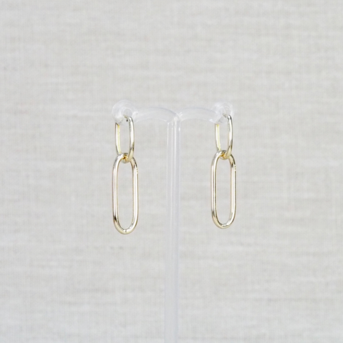 Yellow Gold Double Oval Huggie Earrings
