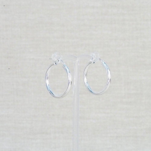 Silver Twist Medium Hoop Earrings