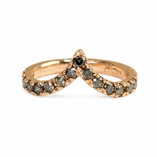 Grey Diamond Pointed Ring