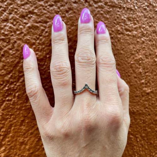 Grey Diamond Pointed Ring