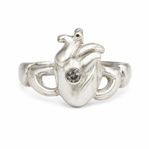 Diamond Anatomical Heart Claddagh Ring