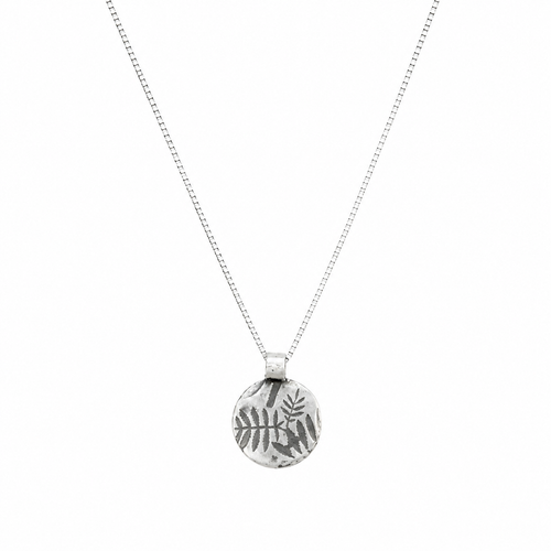 Small Silver Oxidised Leaves Necklace