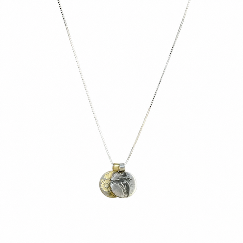 Gold And Silver Swallow Flower Charm Necklace