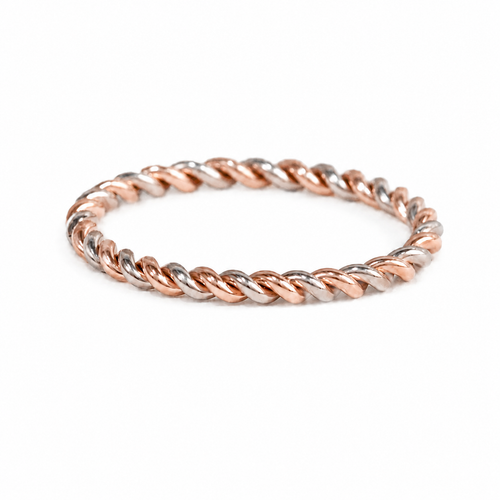 White & Rose Gold Entwined  Ring