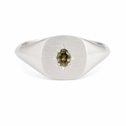 Diamond Cushion Signet Ring
