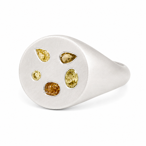 Warm Liquor Diamond Signet Ring