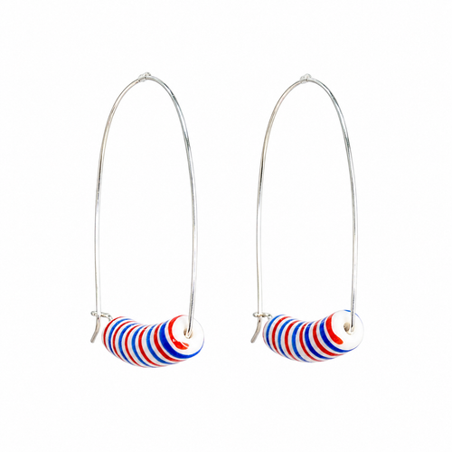 White, Red & Blue Japanese Glass Earrings