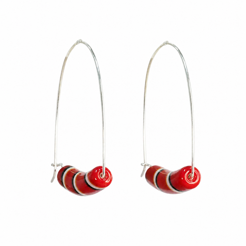 Red, White & Black Japanese Glass Earrings