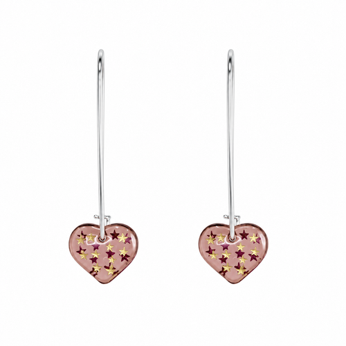 Berry Glass Heart Earrings