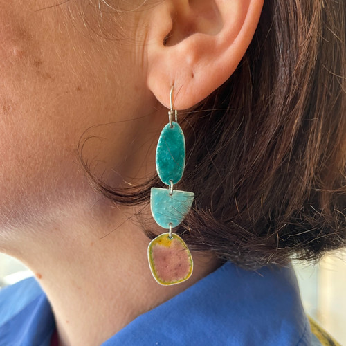 Textured Pastel Enamel Earrings #1