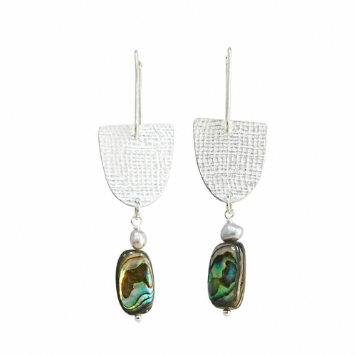 Textured Silver & Mother of Pearl Earrings