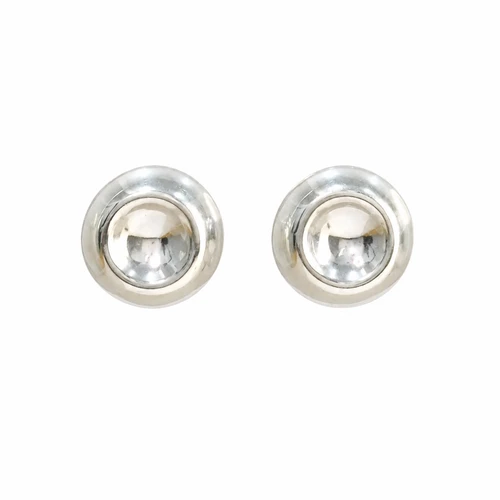 Large  Double Dome Silver Stud Earrings