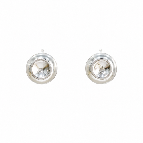 Small  Double Dome Silver Stud Earrings