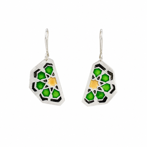 Green Islamic Motif Earrings
