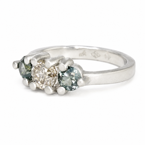 Mist Over The Hills Diamond Sapphire Ring