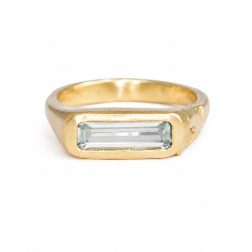 Aquamarine Floral Relic Signet Ring