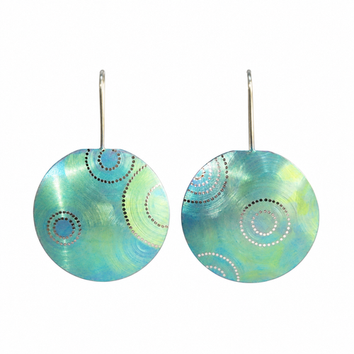 Medium Orbital Teal Super Shield Earrings